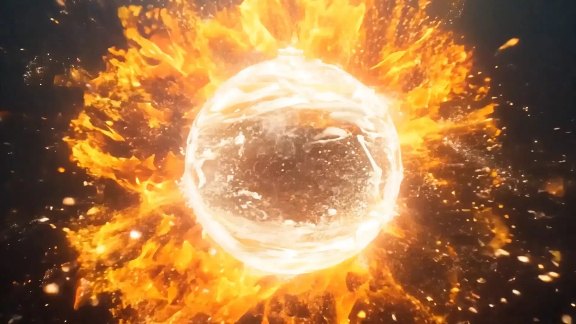 Fiery Orb in Cosmic Blaze for Logo Animation Background